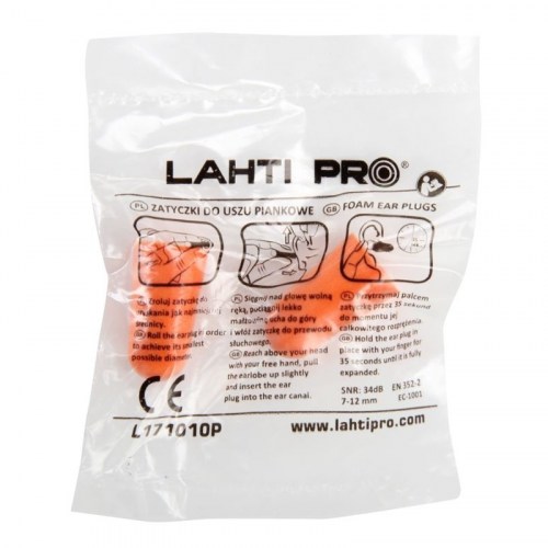 Špunty do uší oranžové 5 párov Lahti Pro